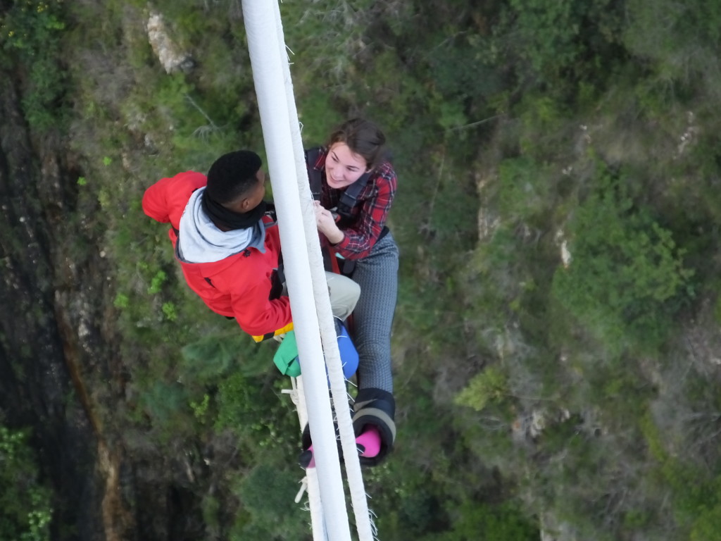 Abi after jumping 218m off Bloukrans bungy bridge